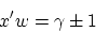 \begin{displaymath}
x'w = \gamma \pm 1
\end{displaymath}