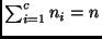 $ \sum_{i=1}^{c} n_i = n$