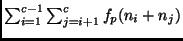 $ \sum_{i=1}^{c-1} \sum_{j=i+1}^c f_p(n_i + n_j)$