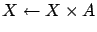 $ X \leftarrow
X \times A$