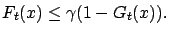$\displaystyle F_t(x)\leq \gamma(1-G_t(x)). $